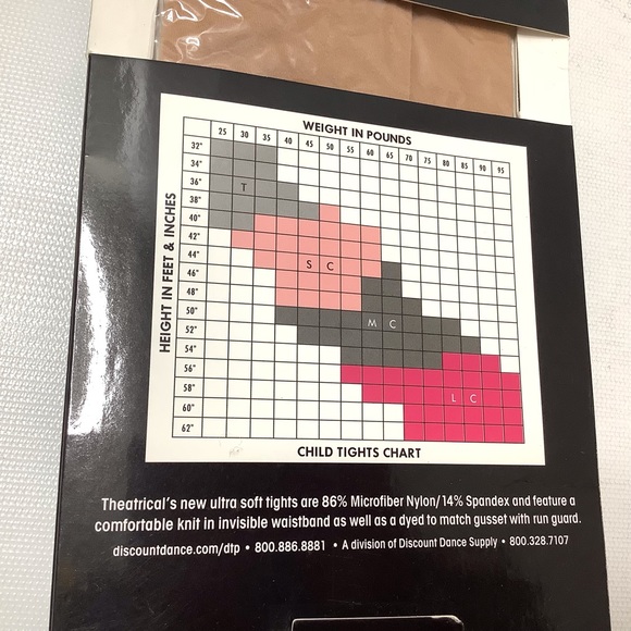 Theatricals Child Footed Microfiber Tights SIZE LC Large Child Ballet Pink New - Picture 6 of 9